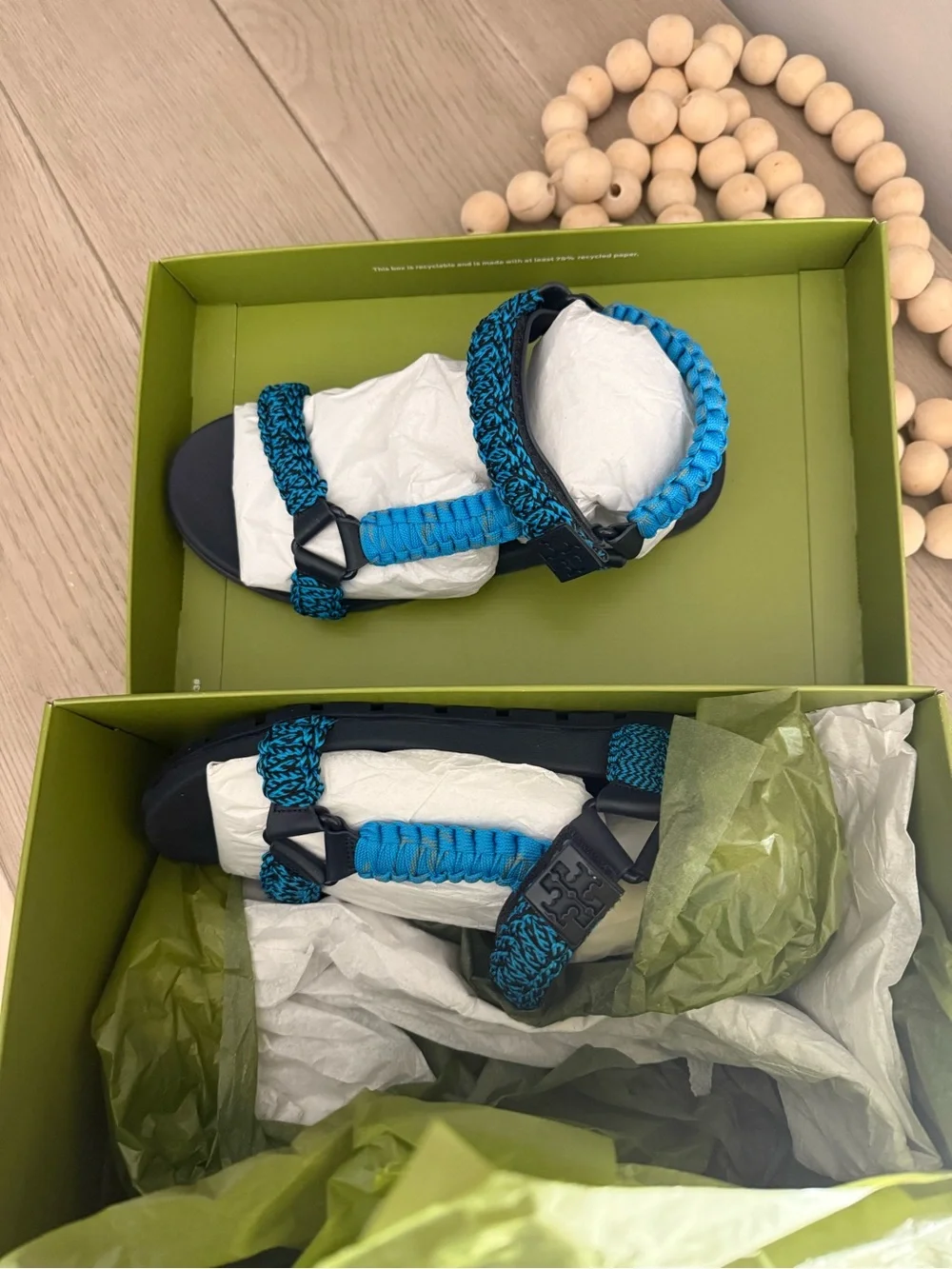 Tory Burch Braided Turquoise-Black Sport Sandals